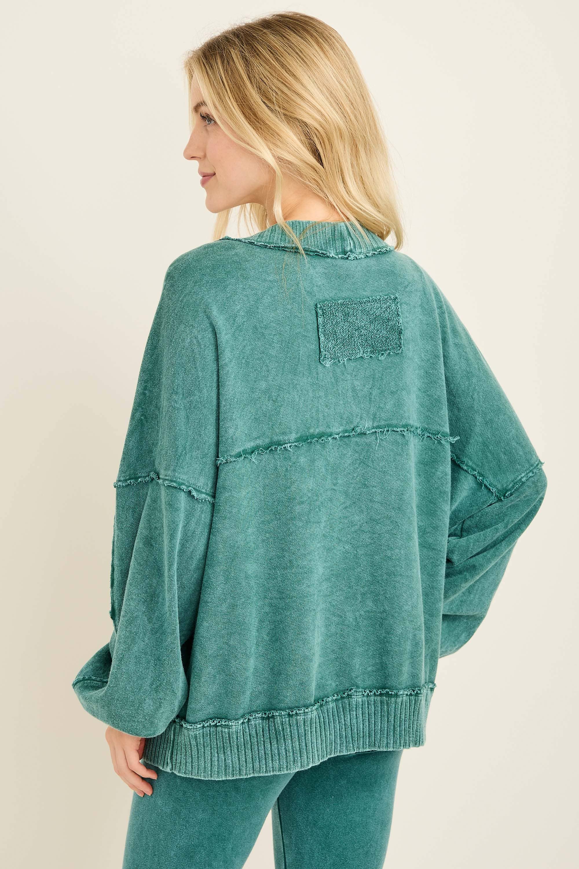 Mineral Washed Ribbed detail Midi Open Cardigan HT6658