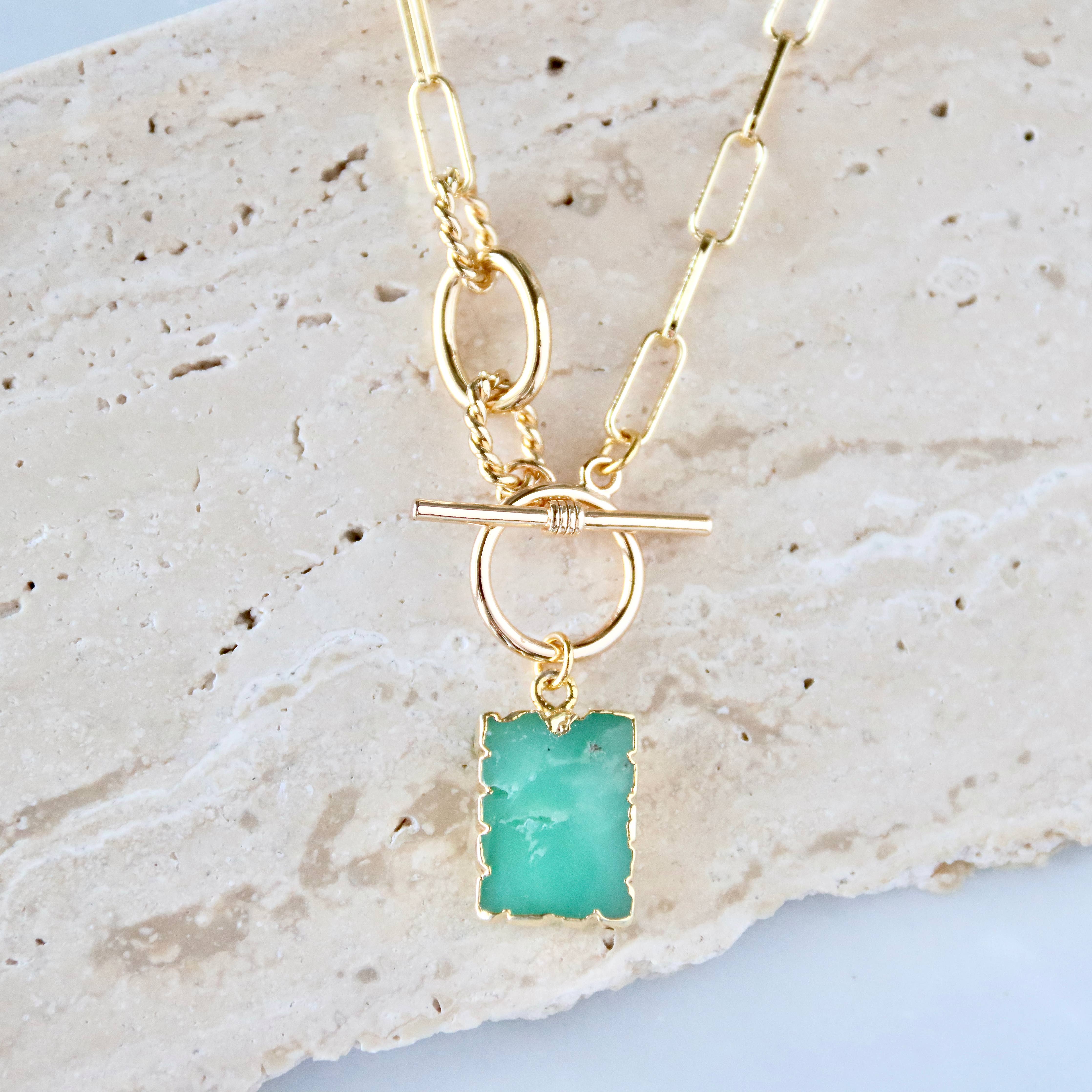 African Jade or Amazonite Toggle Necklace