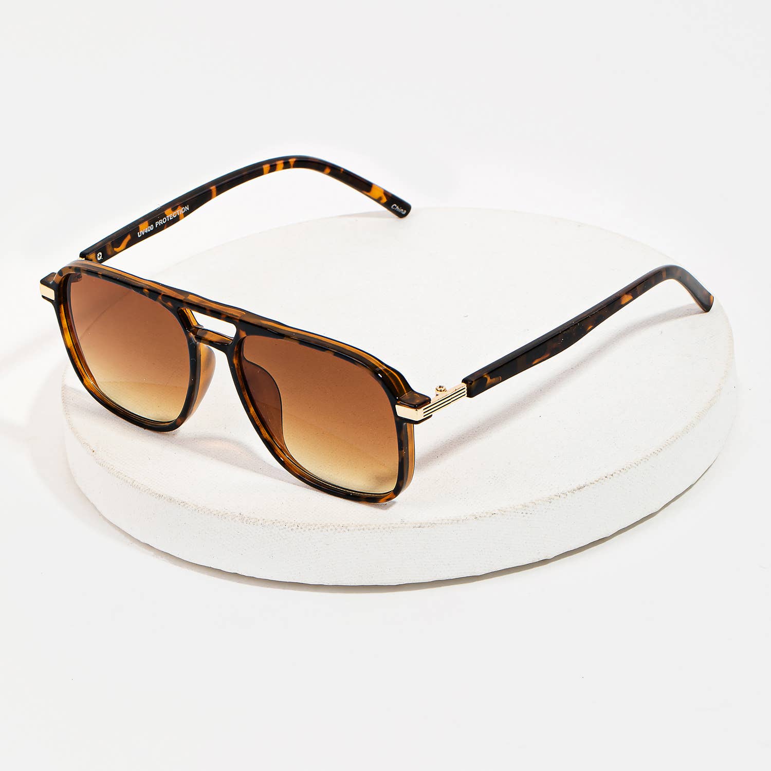 Tortoise Double Bridge Aviator Sunglasses