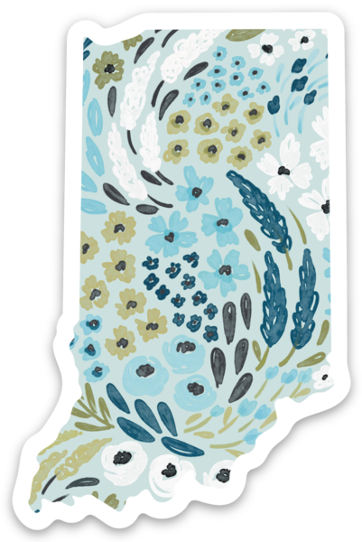 Indiana State Floral Sticker 3x2in.