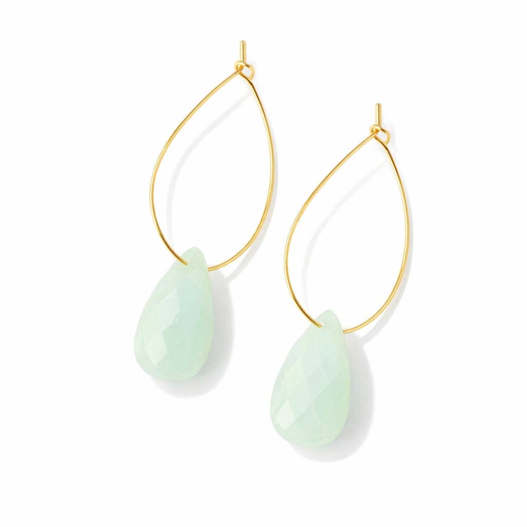 Teardrop Hoop Earrings - Amazonite, Rose Quartz, Opalite