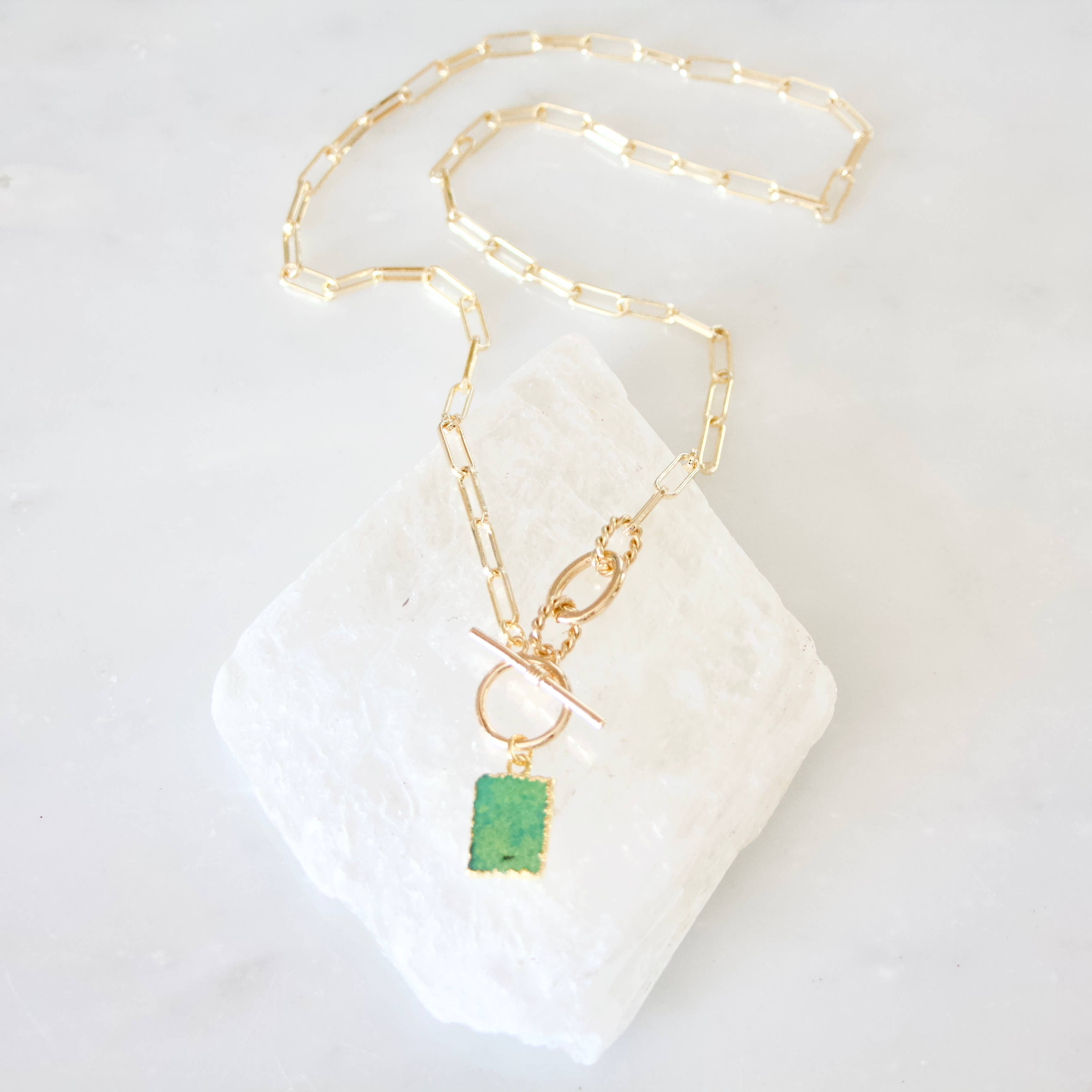 African Jade or Amazonite Toggle Necklace