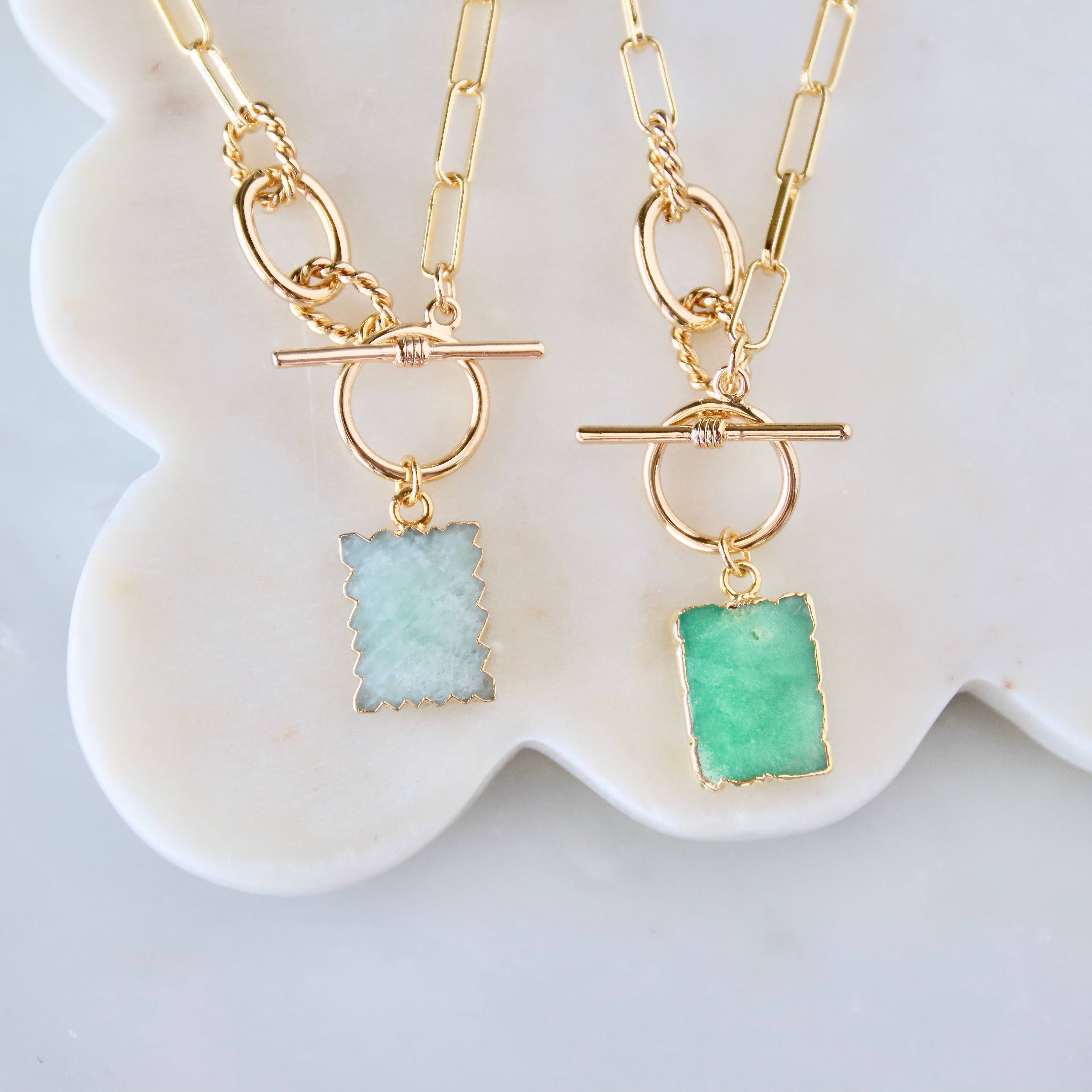 African Jade or Amazonite Toggle Necklace