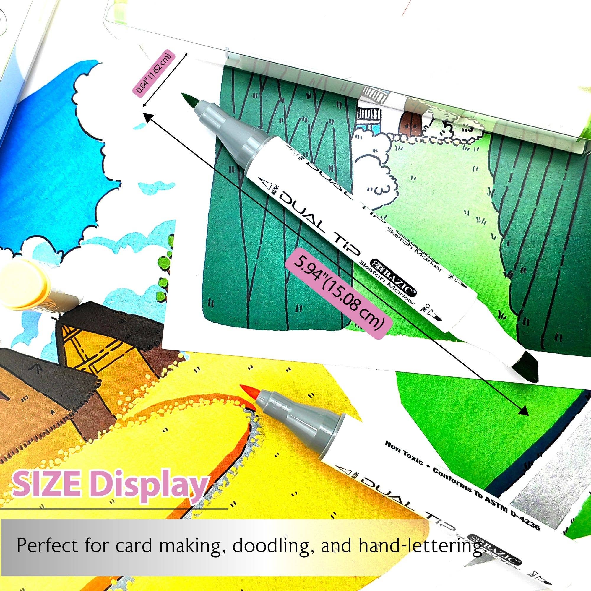 Dual Tip Alcohol-Based Markers 6 Fluorescent Colors
