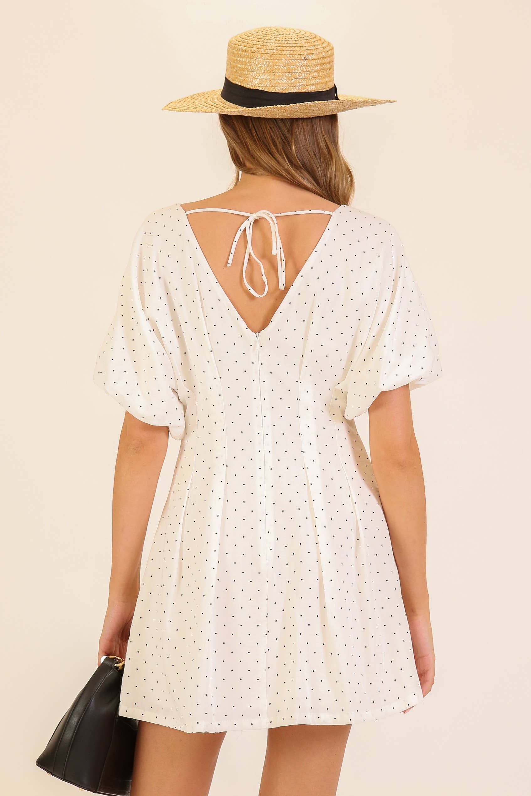 Polka Dot Puff Sleeve Mini Dress