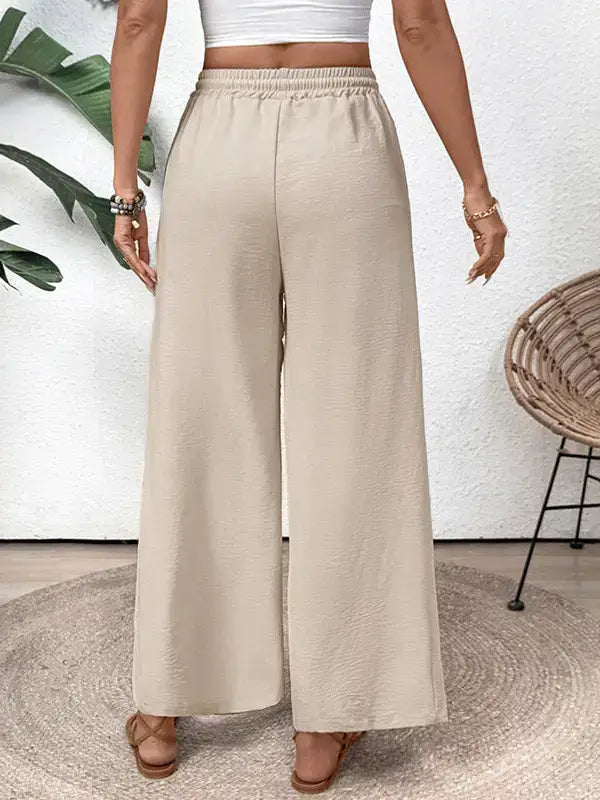 Casual Wide Leg Drawstring Pocket Pants