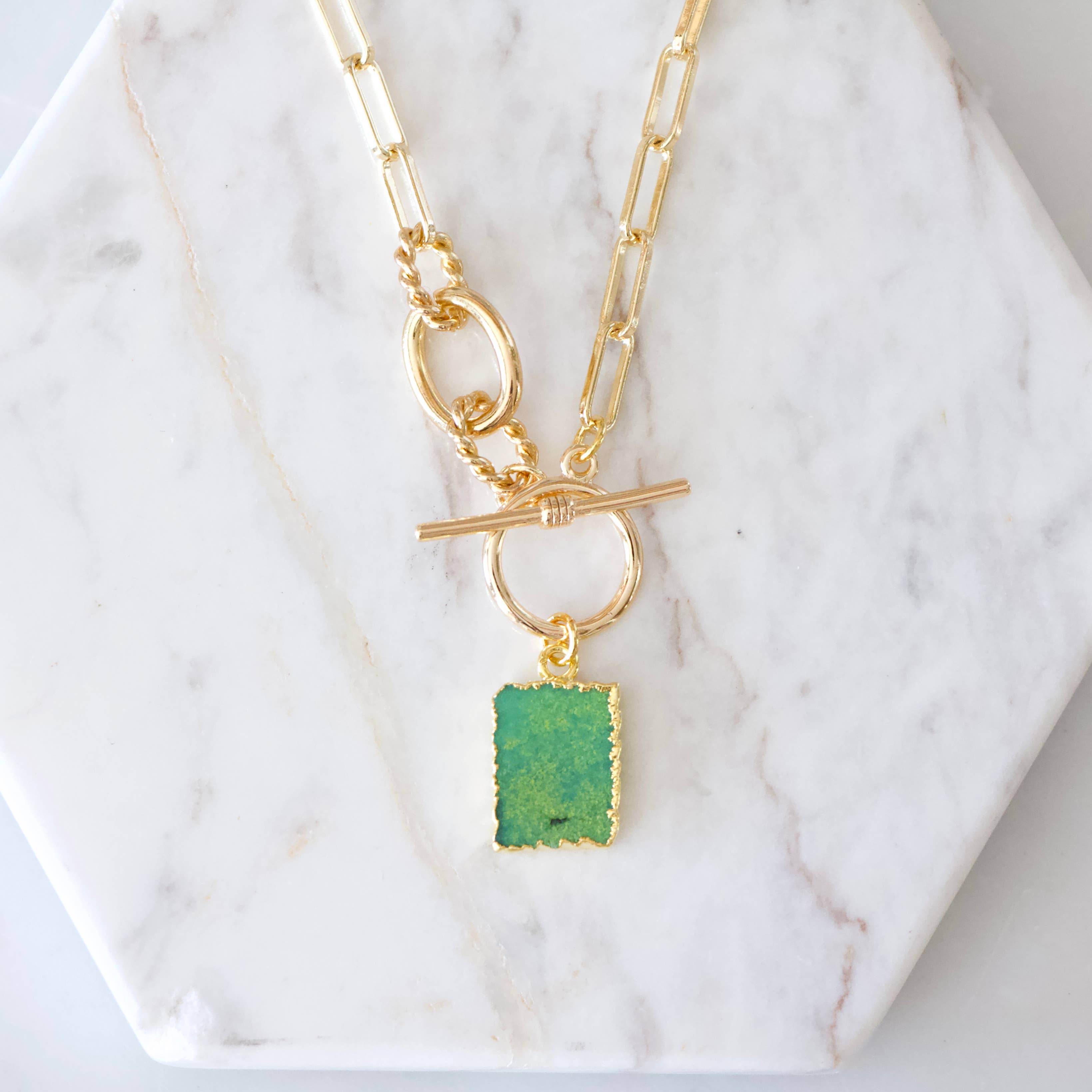 African Jade or Amazonite Toggle Necklace