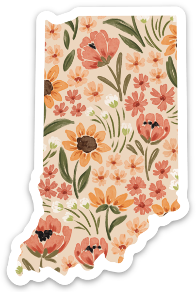 Indiana State Floral Sticker 3x2in.