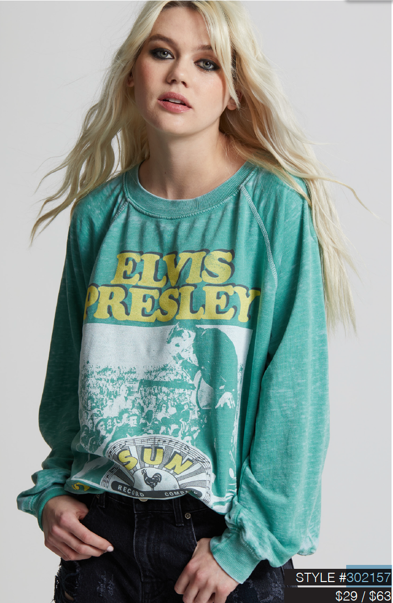302157 - 930 Sun Records X Elvis Ls Burnout Sweatshirt