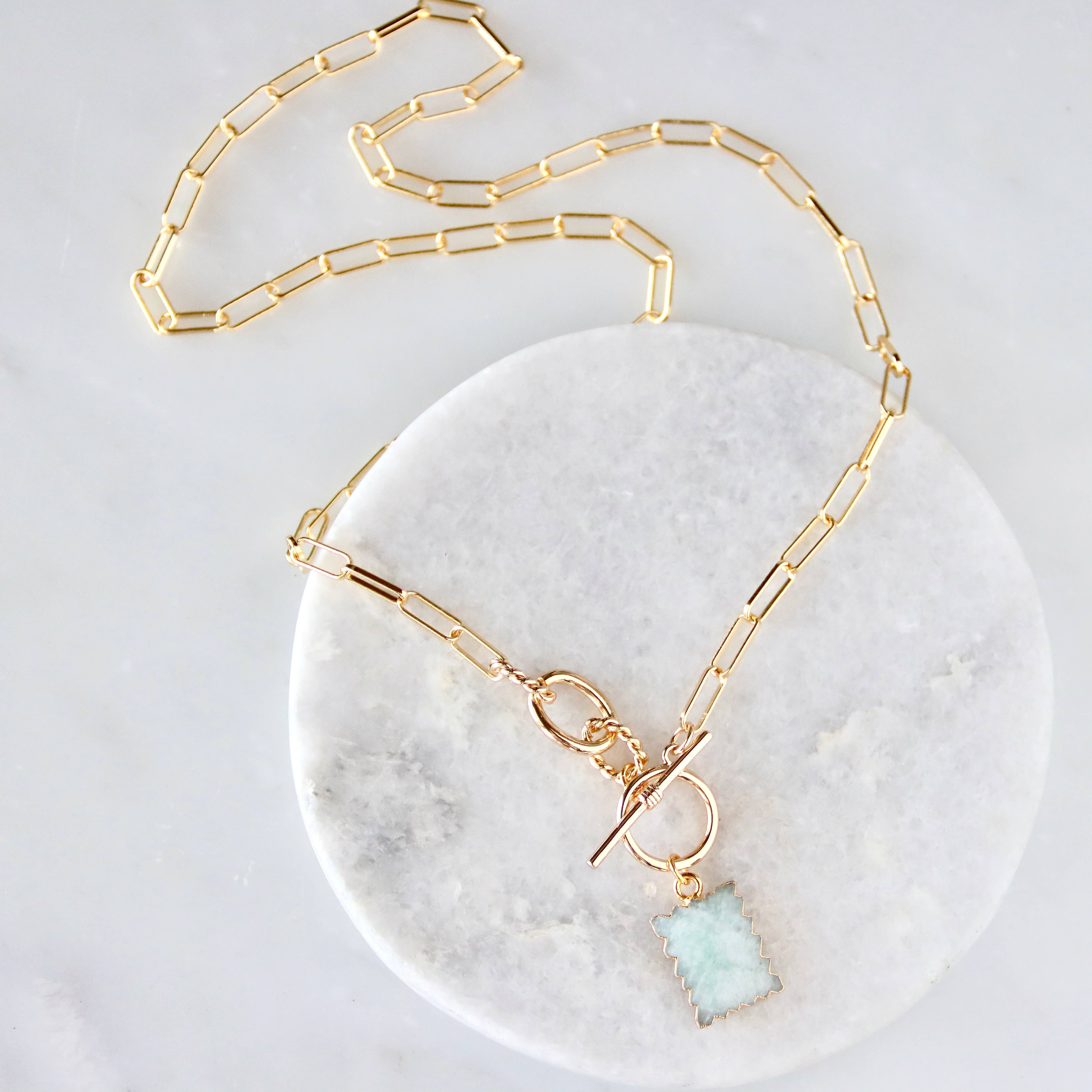 African Jade or Amazonite Toggle Necklace